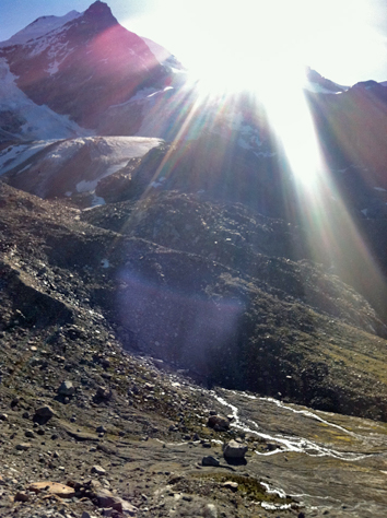Light in the morning in the Alps