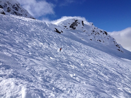 Amazing day for off-piste skiing in Champoluc.