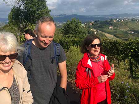 Trekking among vineyards 